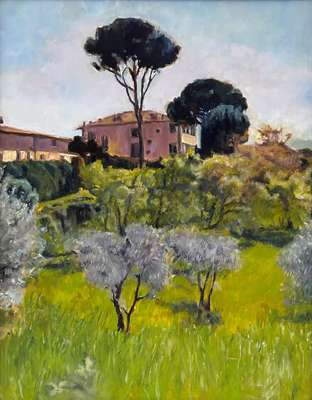 Villa Gamberaia, oil on panel, 18.5x22.5