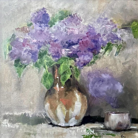 Santo Spirito Lilacs, oil on panel, 16x16