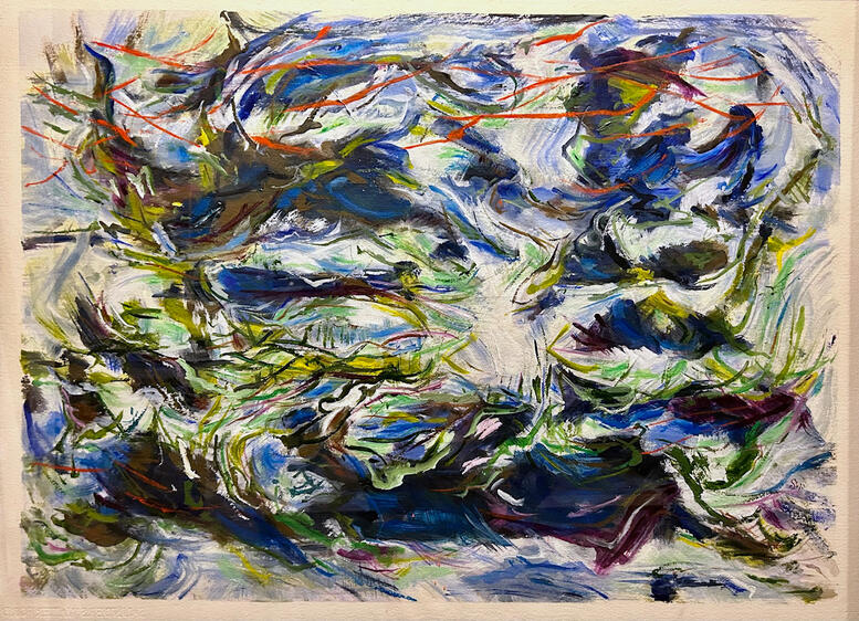 Here or There, acrylic on paper, 23.5x31.5