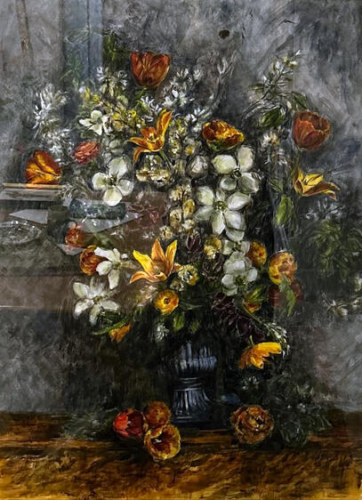 Christin’s Tulips, acrylic on paper, 27x33, with permission of Christin Geall