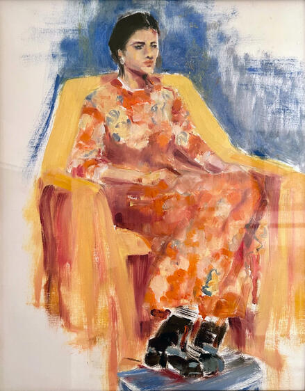 Flower Dress, oil on paper, 14x17