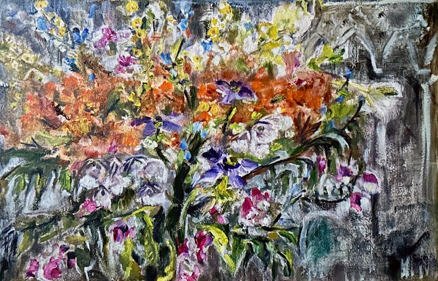 Tiger lilies &amp; Anemones, oil on paper, 23.5x17