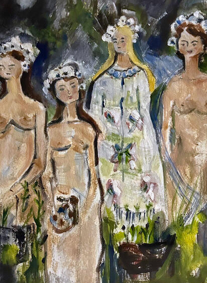 Girls, acrylic on paper, 10x14