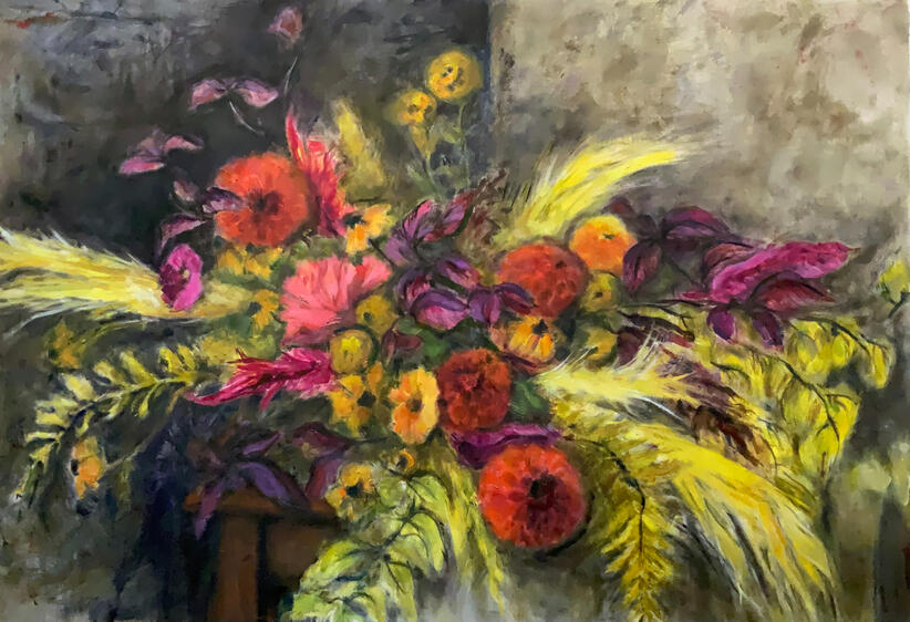 Cristin&#39;s Arrangement, oil on watercolour paper, 22x30